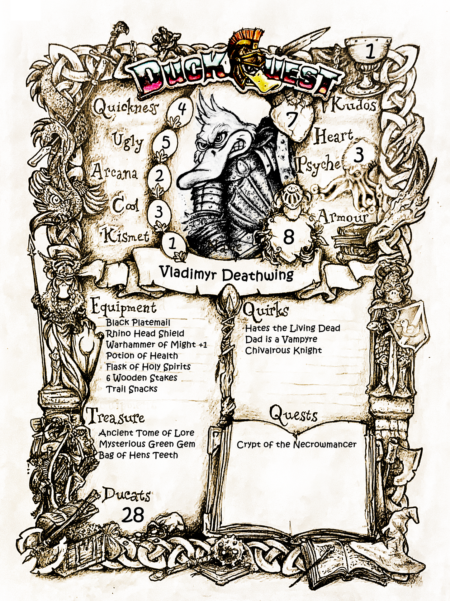DuckQuest Adventurer Sheet